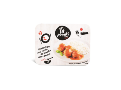 ALMÔNDEGAS C/ MOLHO DE TOMATE E ARROZ CONGELADO 350G TÁ PRONTO