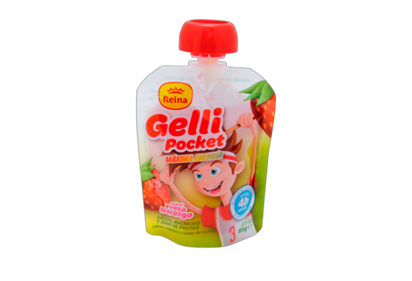 GELATINA GELLI POCKET MORANGO REINA 90G